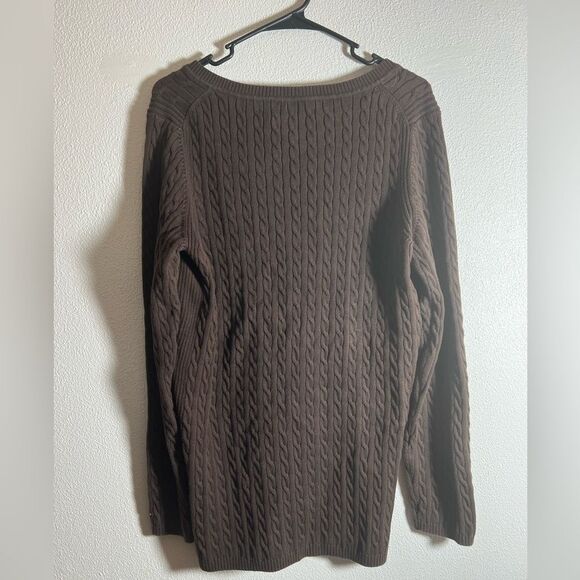 Tommy Hilfiger V Neck Cable Knit Sweater - Picture 2 of 5